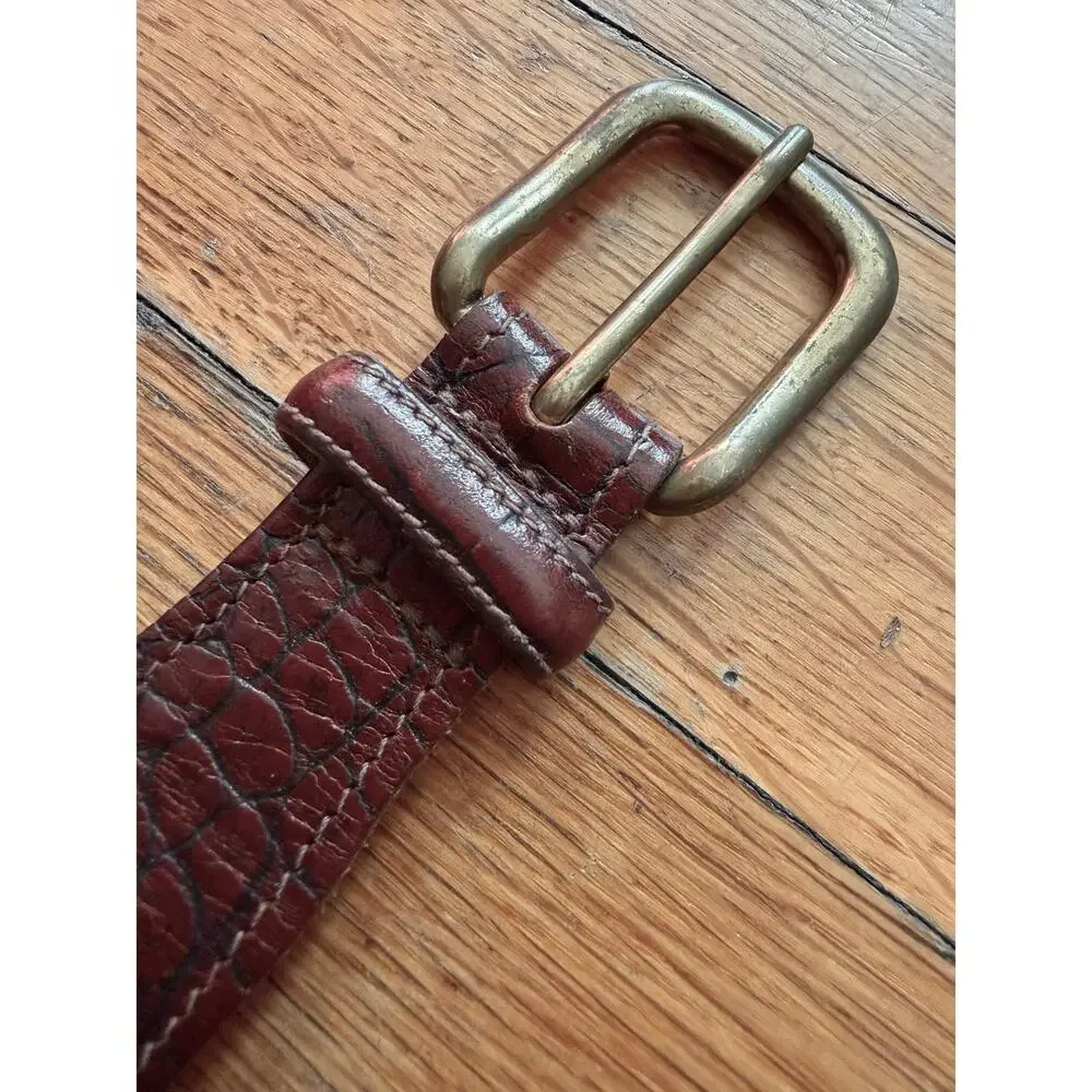 BROOKS BROTHERS Distressed Navy Stretch Belt w/Leather Trim sz 38 (Runs small)